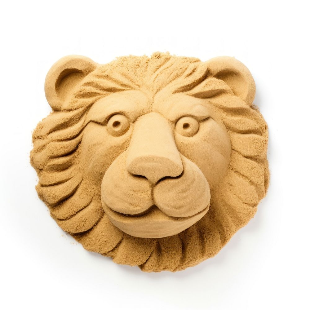 Kids Sand Sculpture lion mammal animal face.