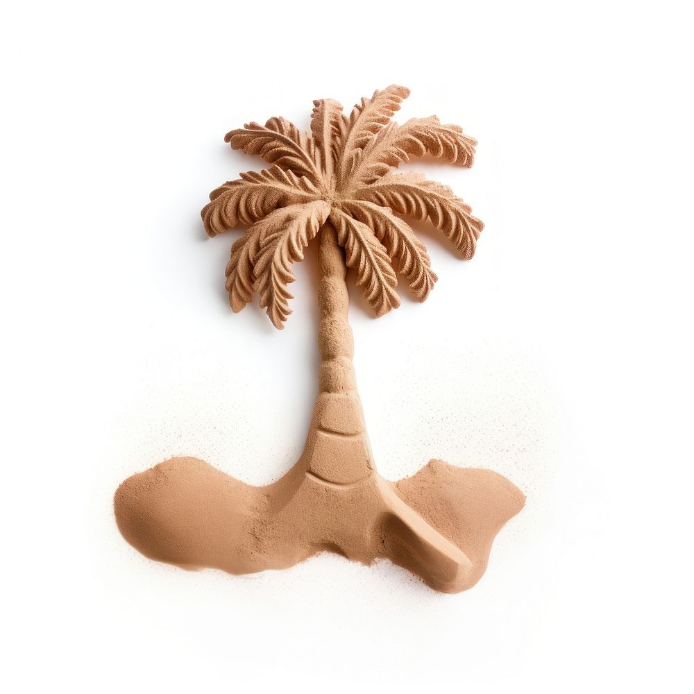 Kids Sand Sculpture plam tree white background representation confectionery.