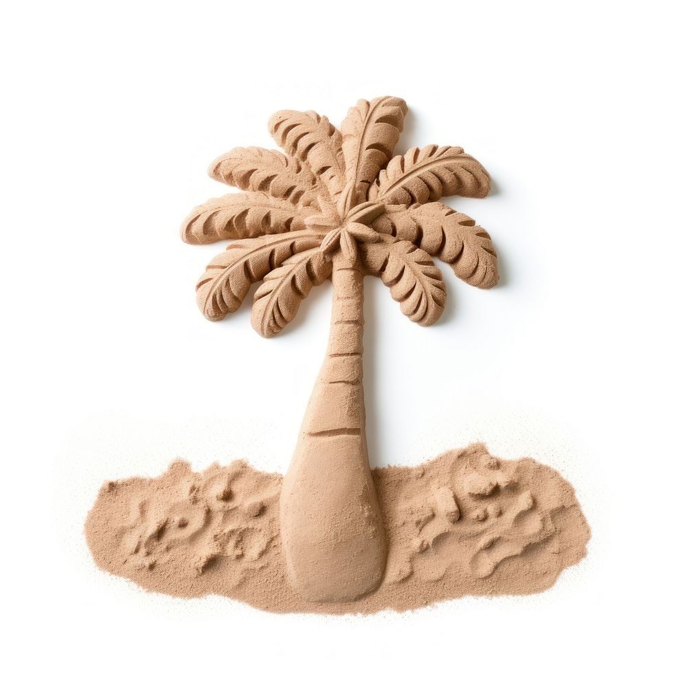 Kids Sand Sculpture plam tree sand white background creativity.