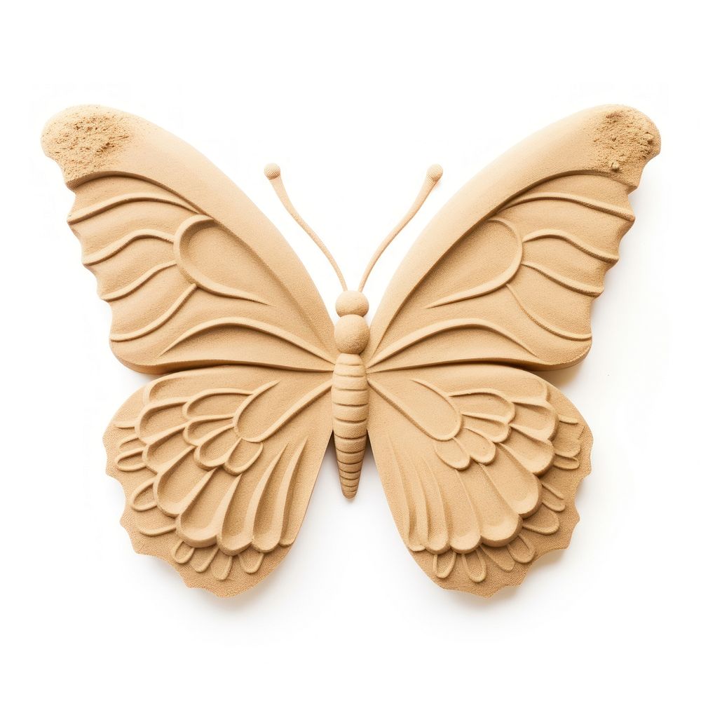 Sand Sculpture butterfly animal insect white background.