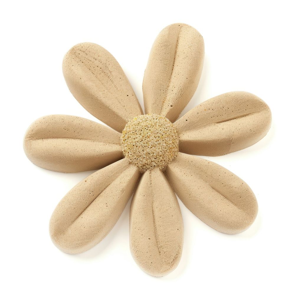 Sand Sculpture daisy flower white background confectionery.