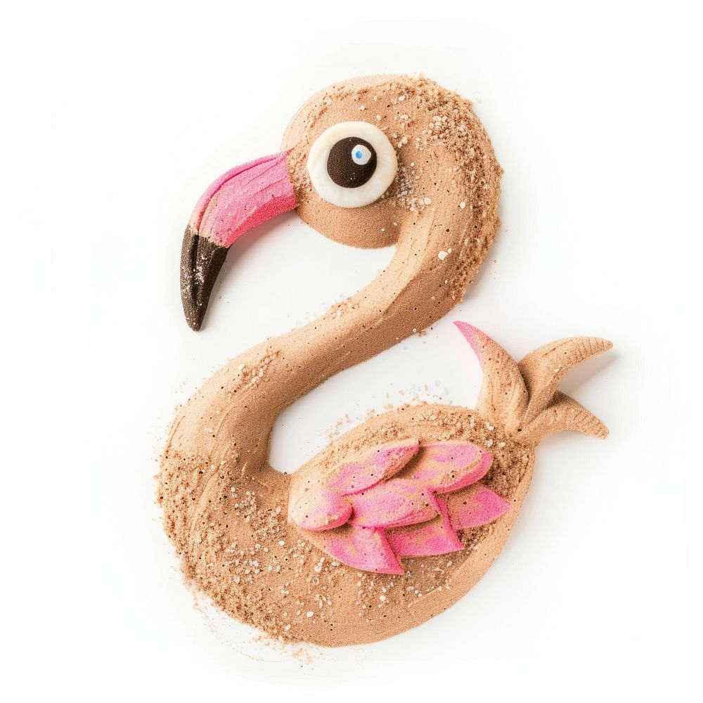 Sand Sculpture flamingo cartoon animal bird.