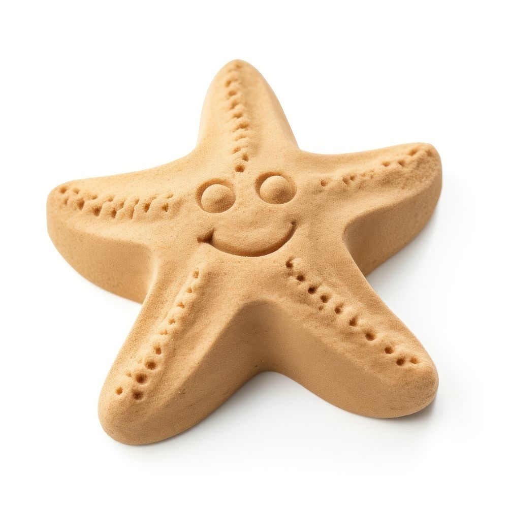 Sand Sculpture starfish food sand white background.