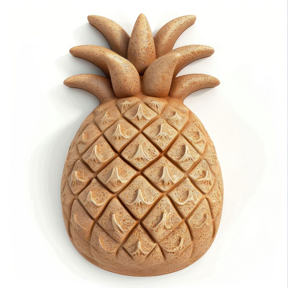 Sand Sculpture pineapple fruit food white background.