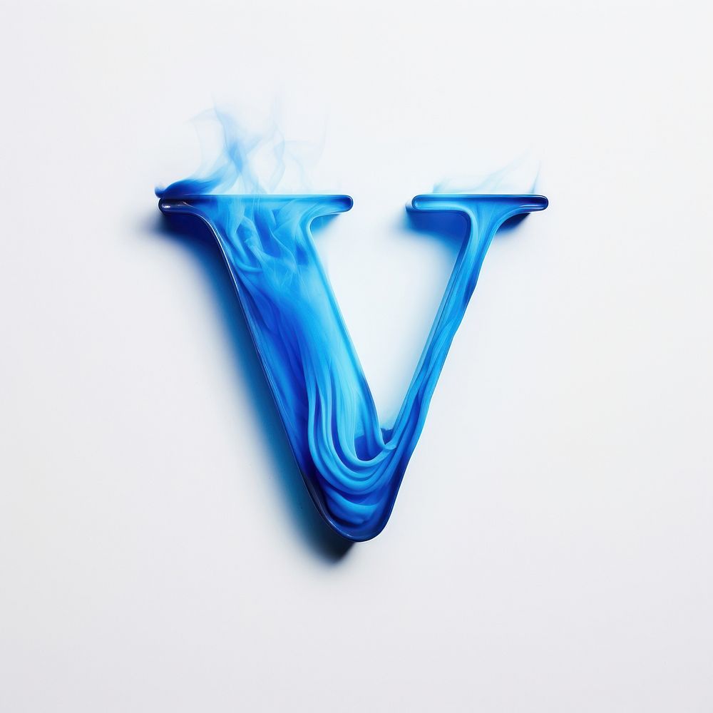 Blue flame letter v font creativity abstract.
