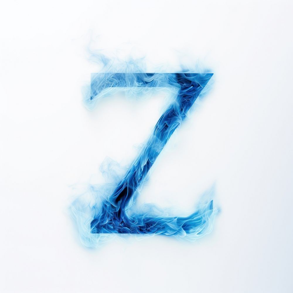 Blue flame letter Z font text abstract.