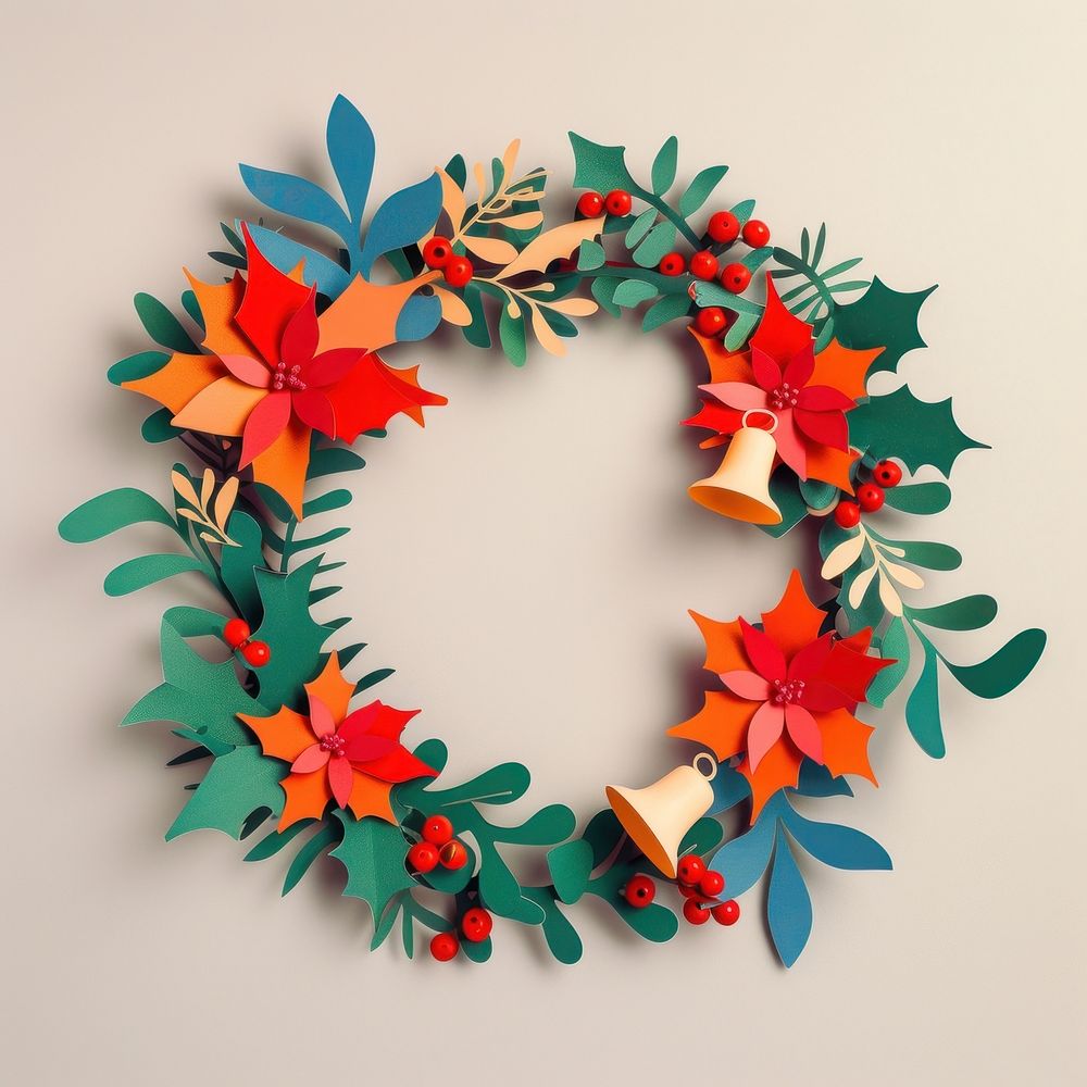 Mistletoe wreath with Christmas bell christmas circle craft.