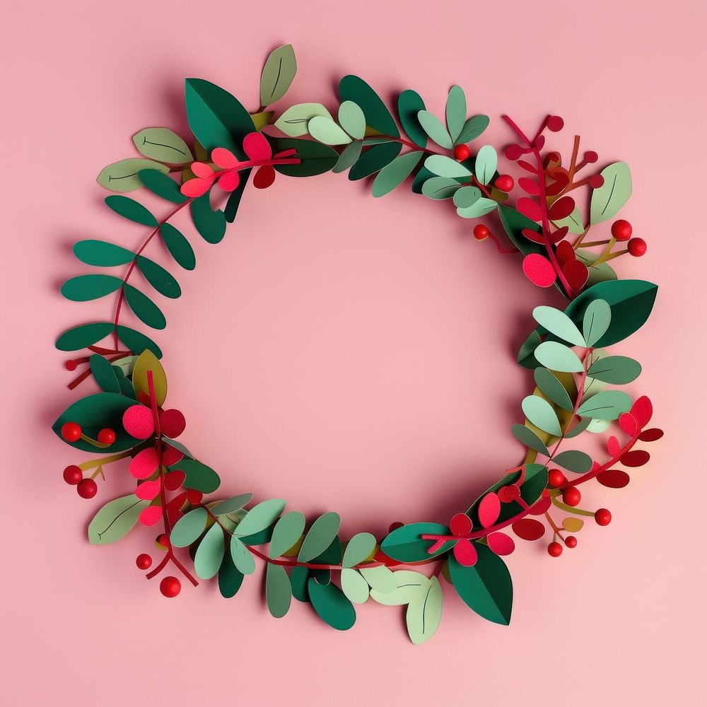 Mistletoe wreath circle border plant celebration accessories.