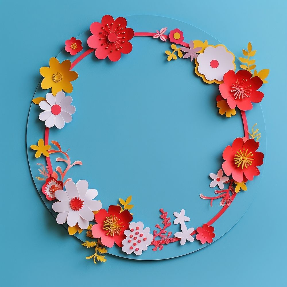 Chinese new year circle border art pattern flower.