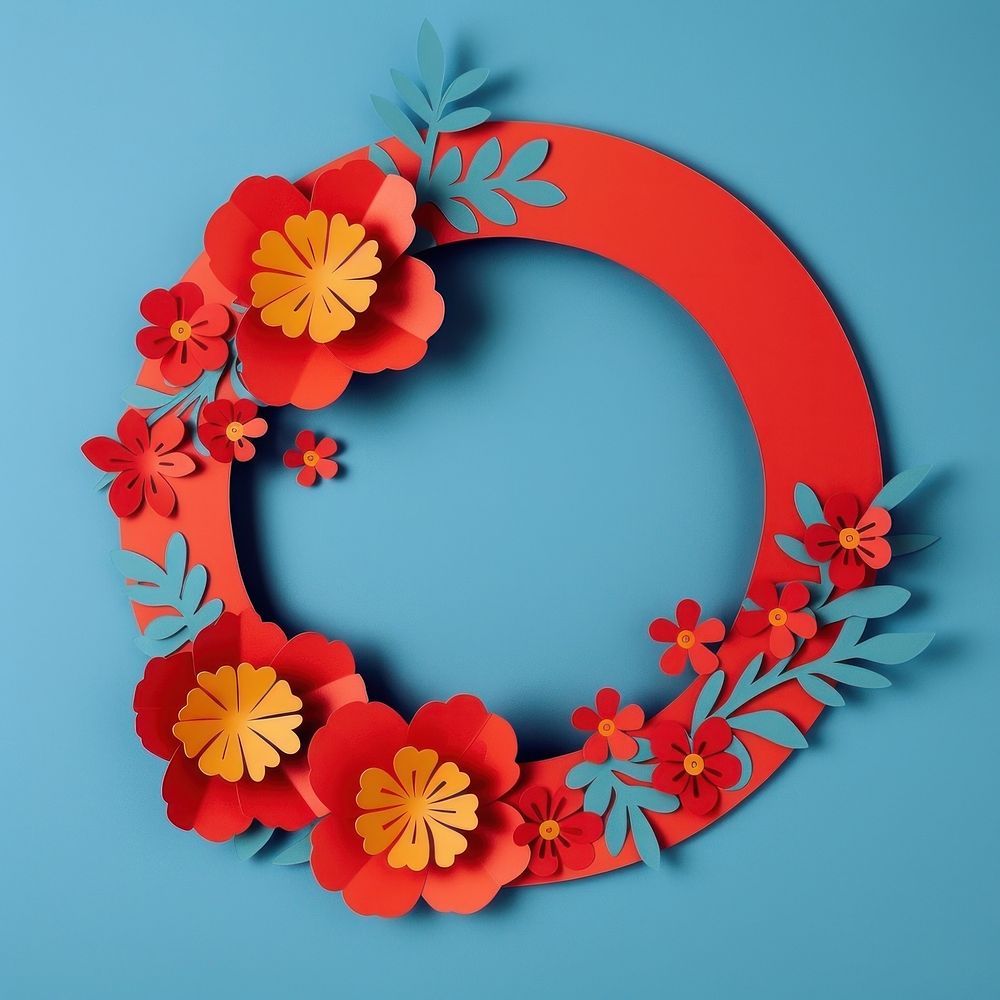 Chinese new year circle border wreath craft art.