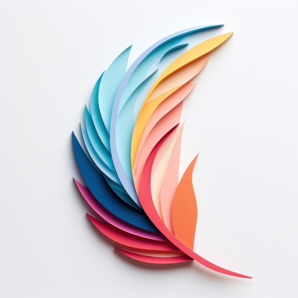 Feather origami paper art.