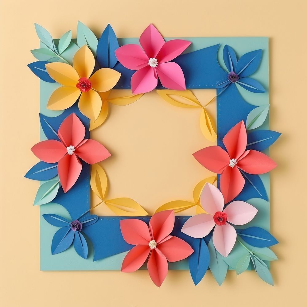 Flower rhombus border art paper craft.