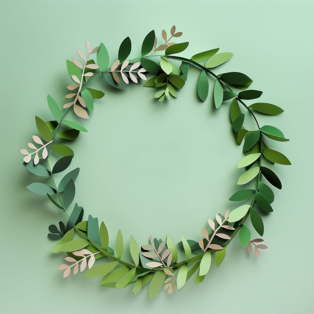 Greenery wreath circle border plant leaf art.