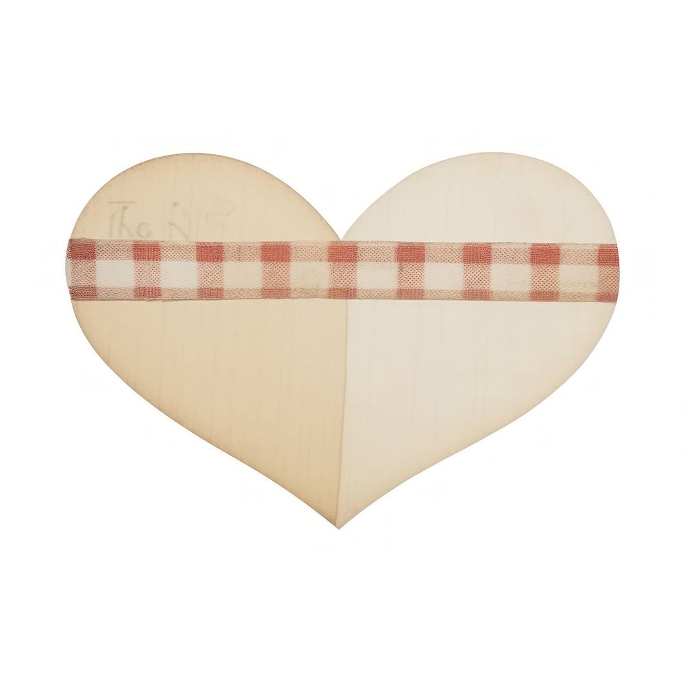 Tape stuck on heart shape white background tablecloth patchwork.