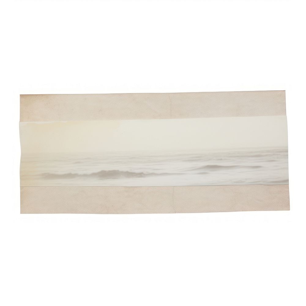 Tape stuck on the ocean paper white background rectangle.