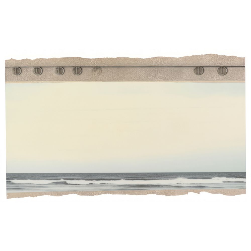 Tape stuck on the ocean wave art white background rectangle.