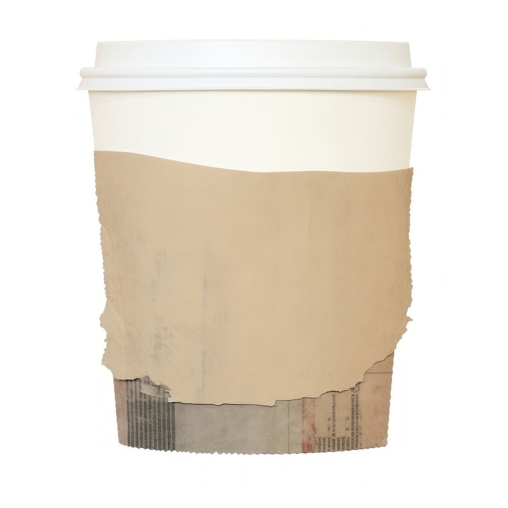 Tape stuck on the coffee cup paper mug white background.