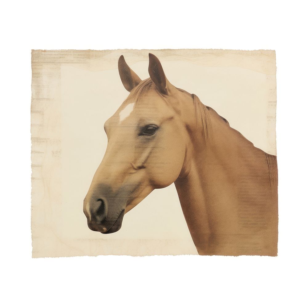 Tape stuck on the horse face animal mammal white background.