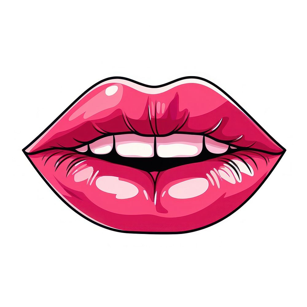 Lips lipstick line white background.