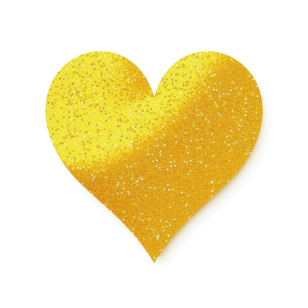 Glitter yellow heart icon shape white background celebration.