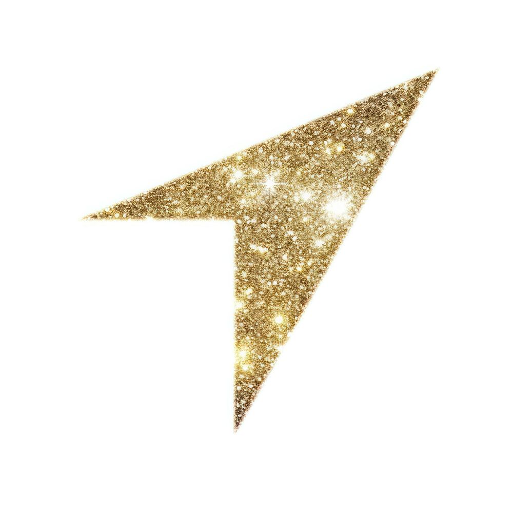 Glitter arrow sign icon symbol shape white background.