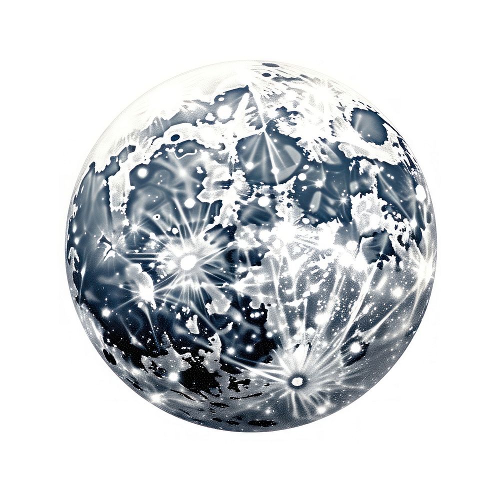Glitter full moon icon sphere planet shape.