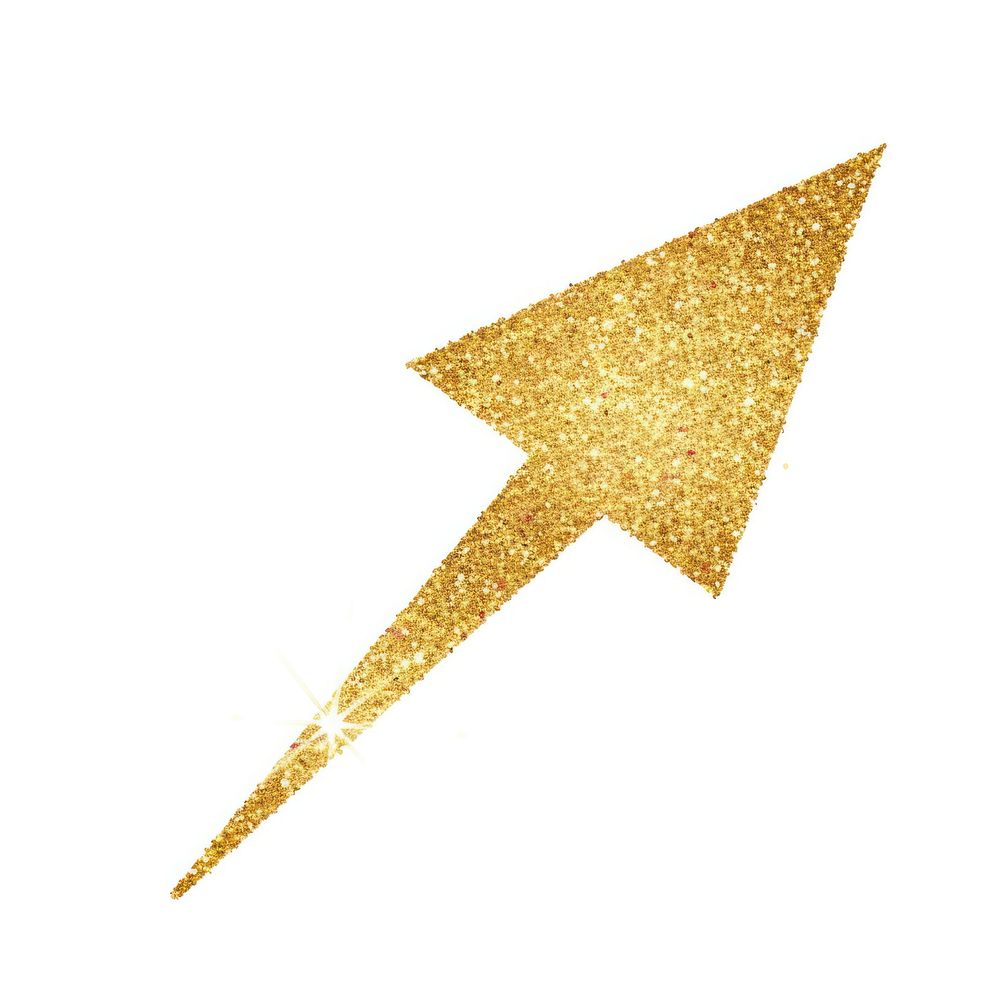 Glitter gold arrow icon white background motion yellow.
