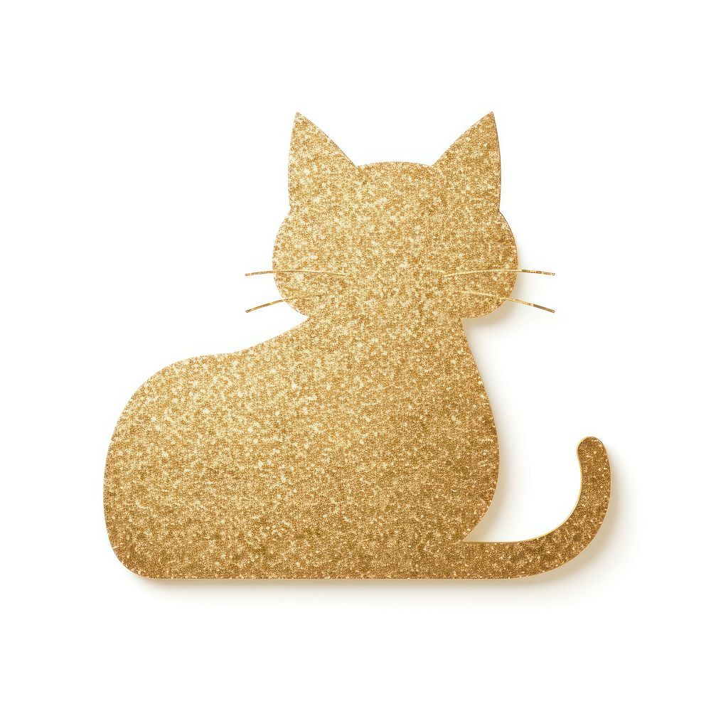 Glitter gold cat icon animal mammal pet.