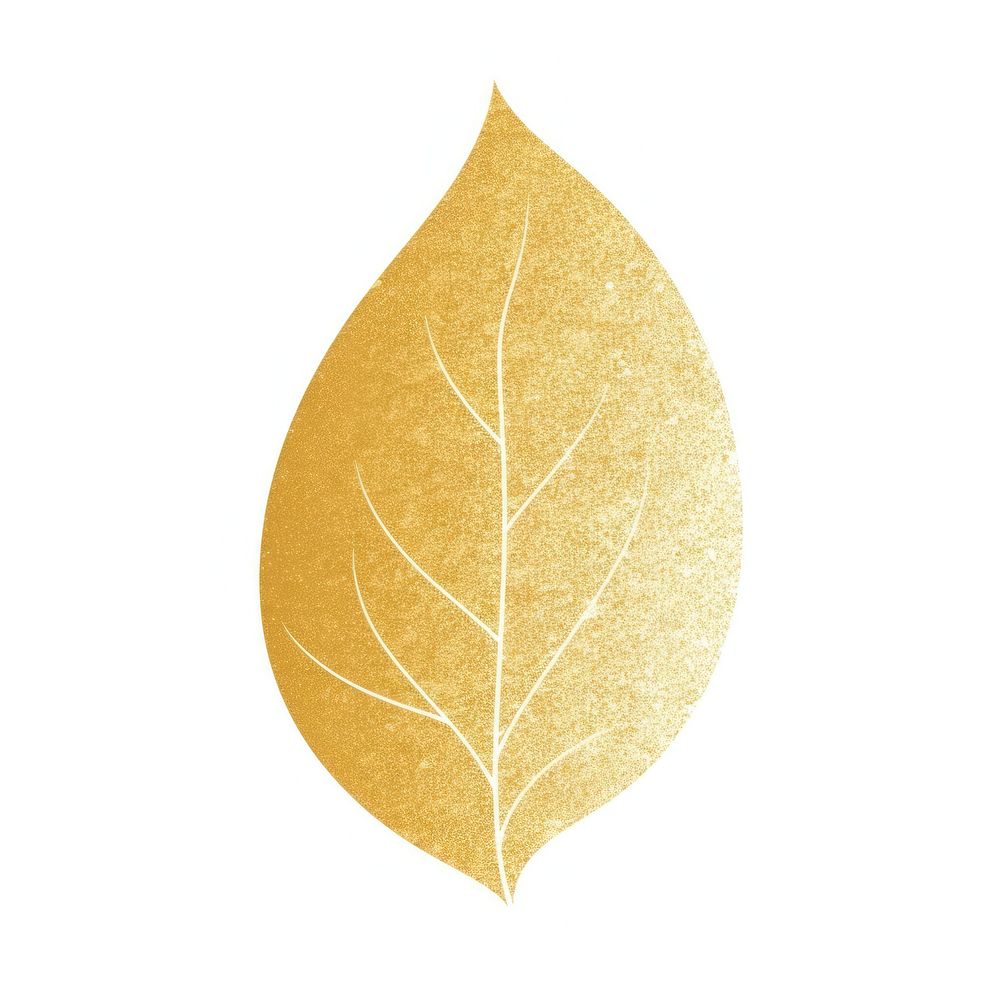 Glitter gold leaf icon nature plant white background.