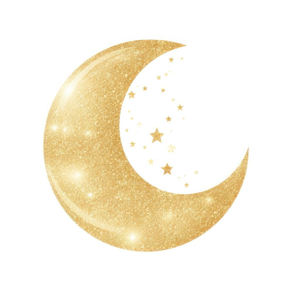 Glitter golden moon icon astronomy shape night.