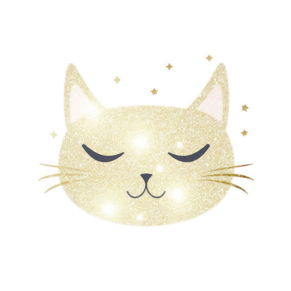Glitter happy cat icon animal mammal white background.