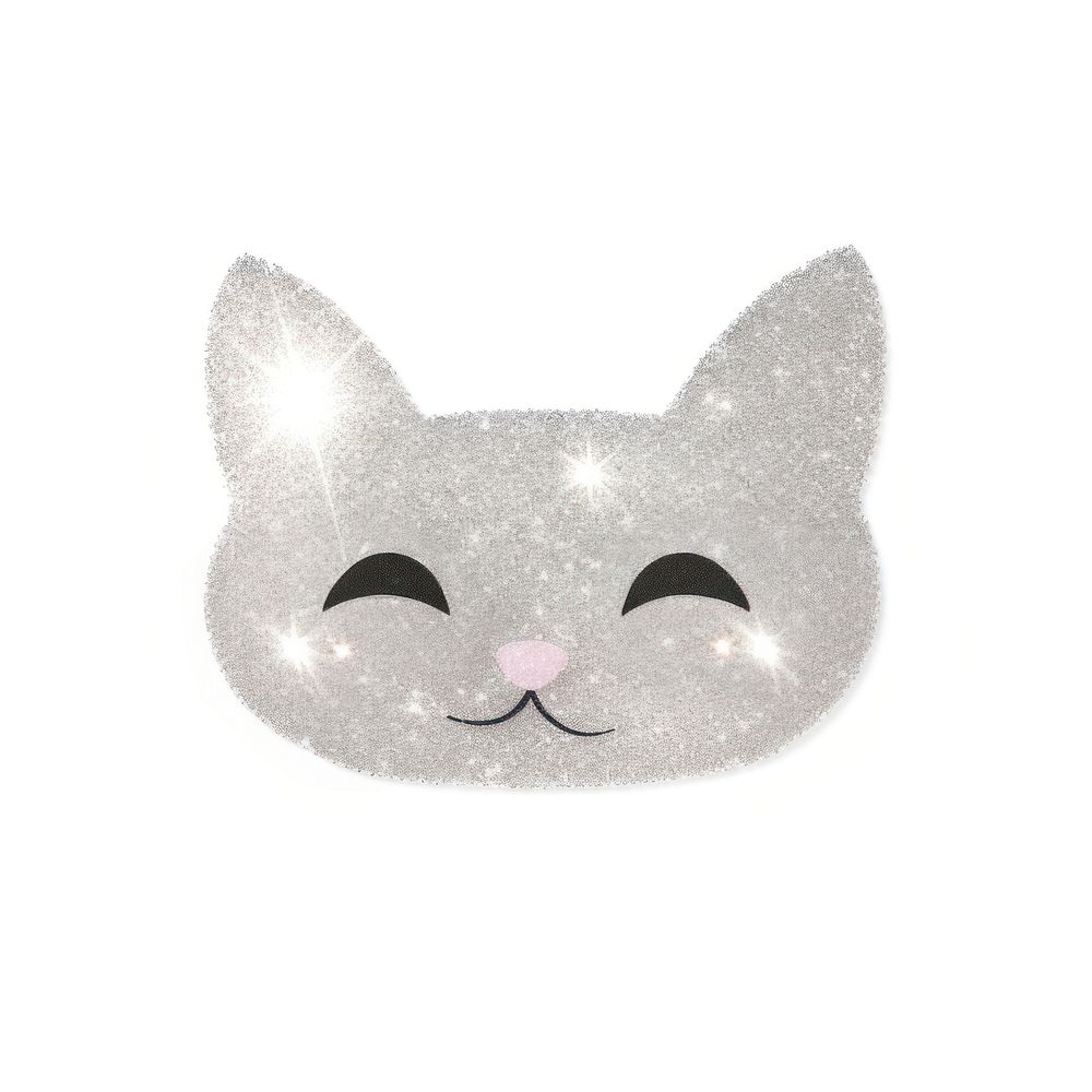 Glitter happy cat icon mammal white background representation.