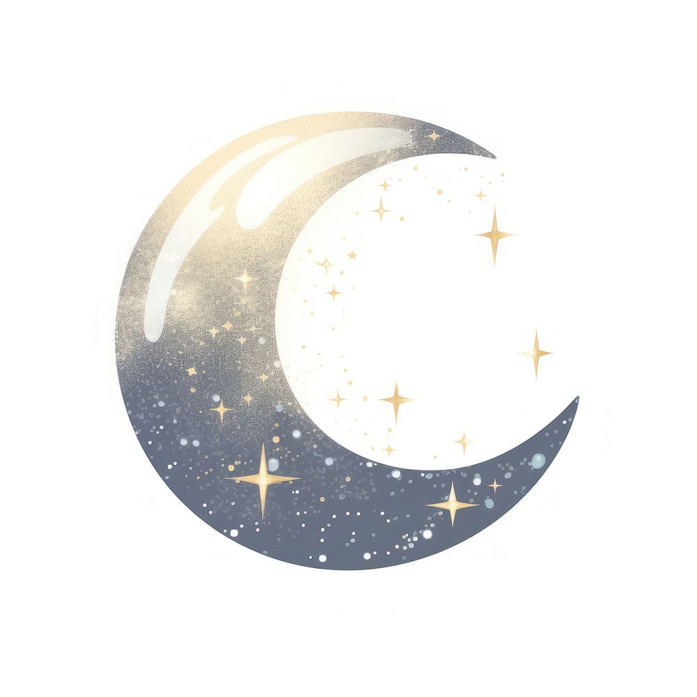 Glitter moon icon astronomy shape space.