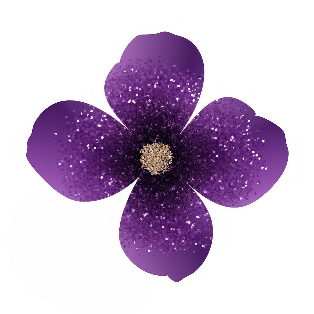 Purple flower icon blossom glitter petal.