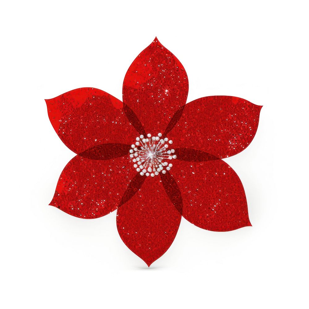 Red flower icon brooch petal plant.