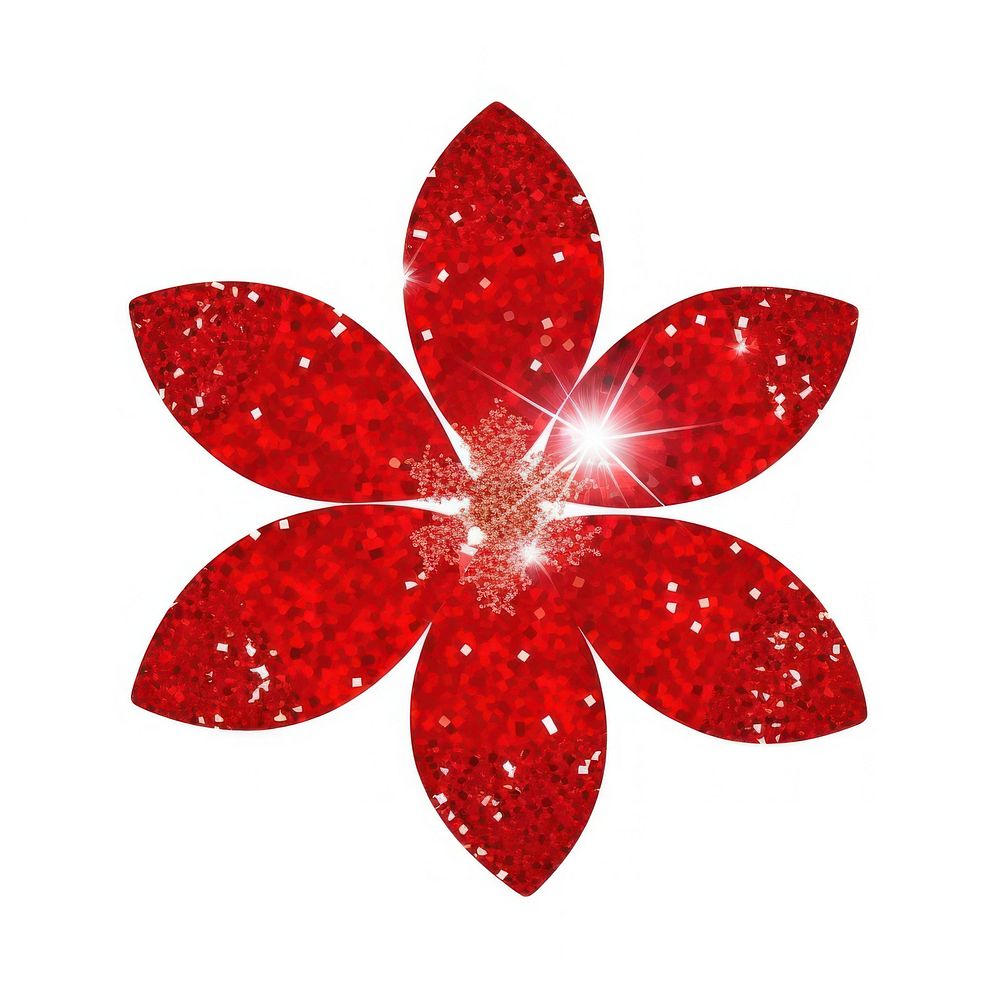 Red flower icon glitter shape petal.