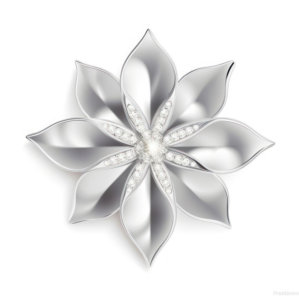 Silver flower icon jewelry brooch shape.
