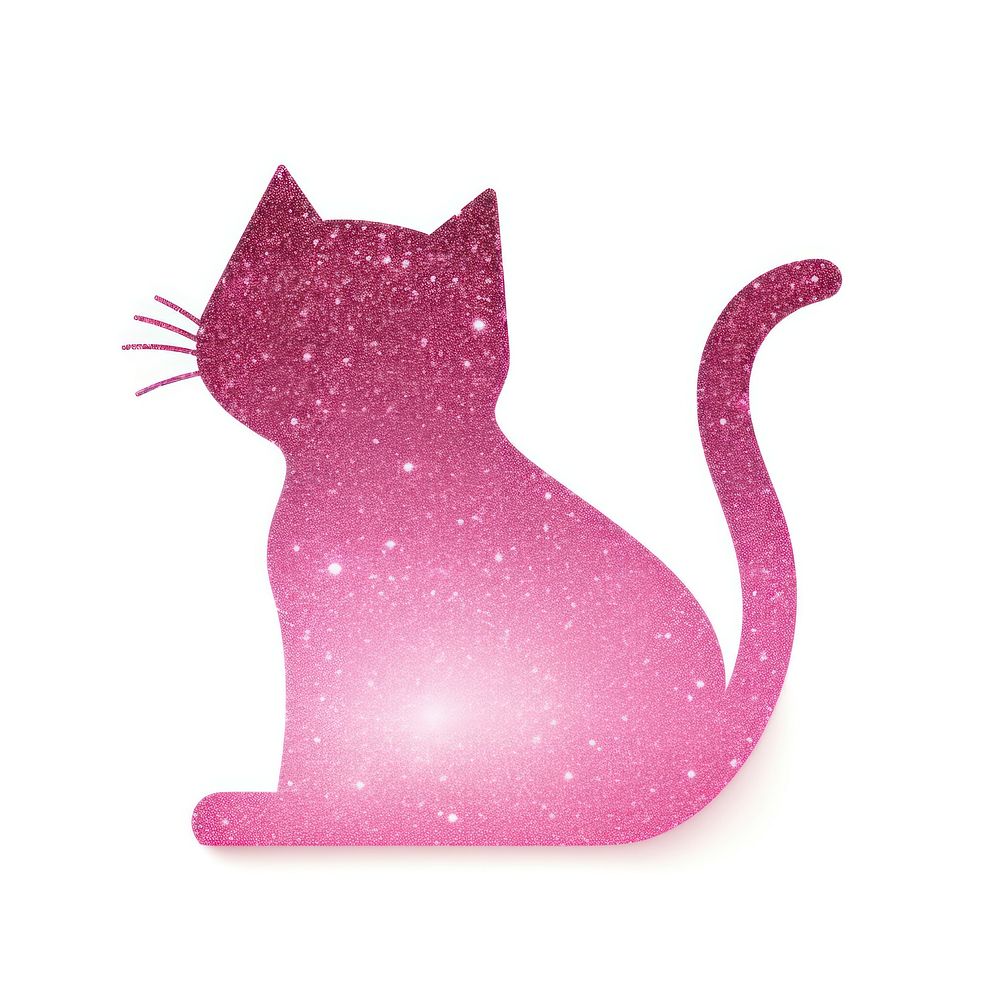 Glitter pink cat icon animal mammal pet.