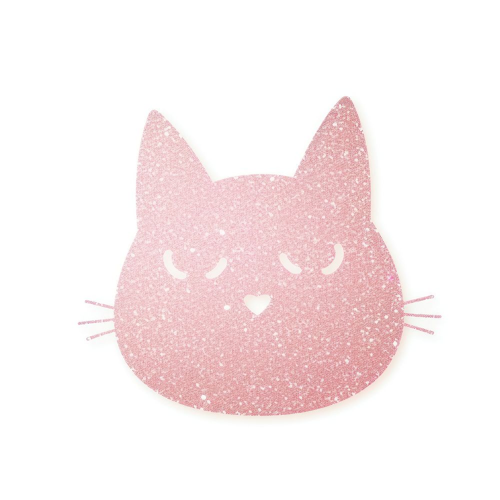 Glitter pink cat icon animal mammal pet.