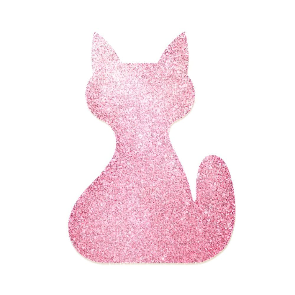 Glitter pink cat icon mammal shape pet.