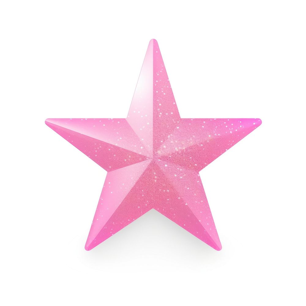 Glitter pink star icon shape white background celebration.