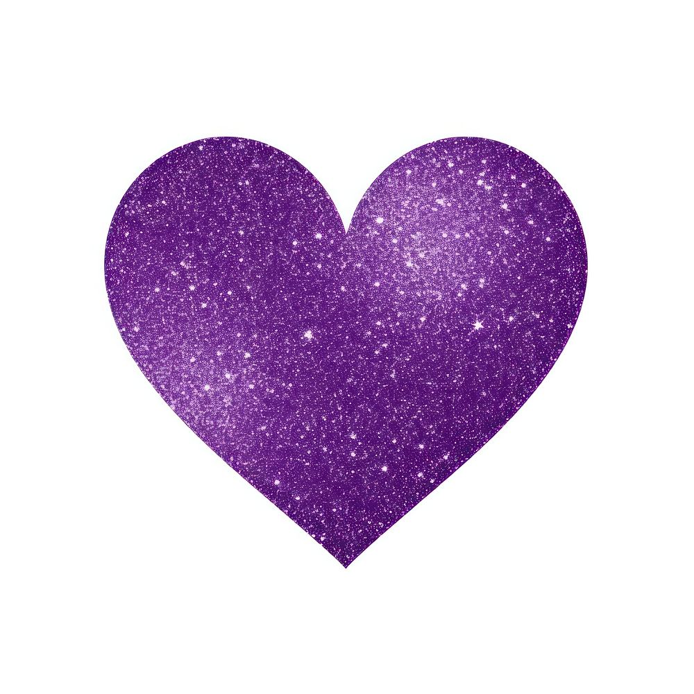 Glitter purple heart icon shape white background astronomy.