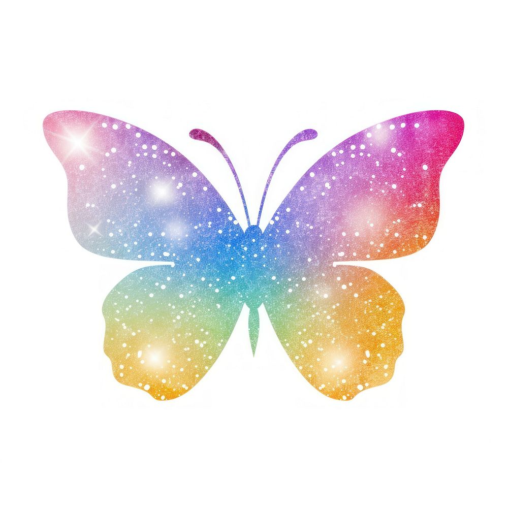 Glitter rainbow butterfly icon pattern petal art.