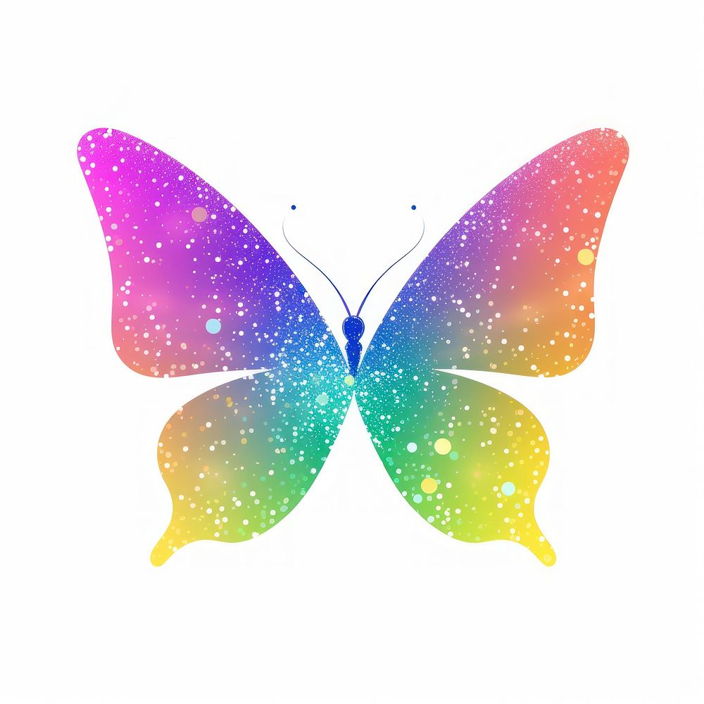 Glitter rainbow butterfly icon insect petal art.