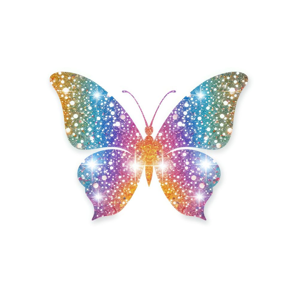 Glitter rainbow butterfly icon white background accessories creativity.