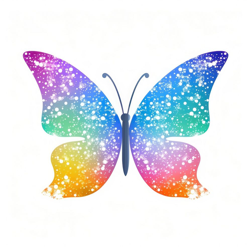 Glitter rainbow butterfly icon pattern art white background.