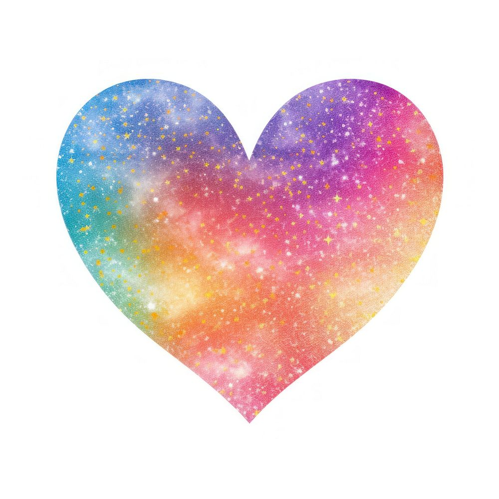 Glitter rainbow heart icon astronomy shape night.