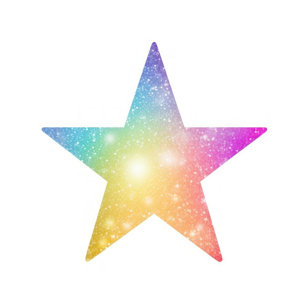 Glitter rainbow star icon symbol shape white background.