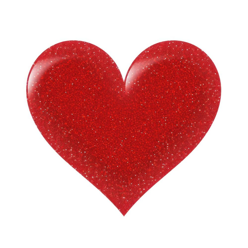 Glitter red heart icon shape white background celebration.