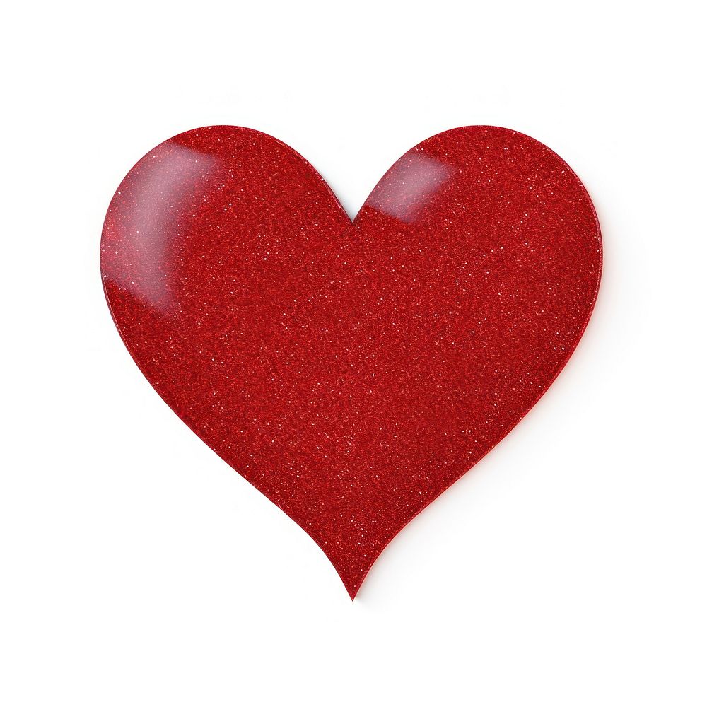 Glitter red heart icon shape white background celebration.